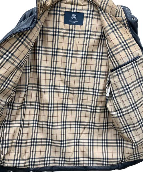 BURBERRY LONDON（バーバリーロンドン）BURBERRY LONDON (バーバリーロンドン) フェイクレザーダウンジャケット ブラック サイズ:Lの古着・服飾アイテム