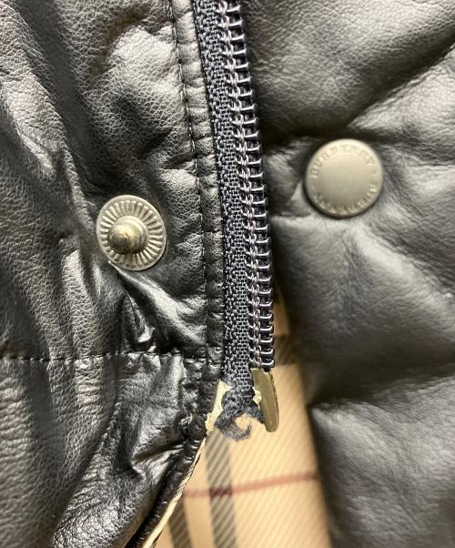 BURBERRY LONDON（バーバリーロンドン）BURBERRY LONDON (バーバリーロンドン) フェイクレザーダウンジャケット ブラック サイズ:Lの古着・服飾アイテム