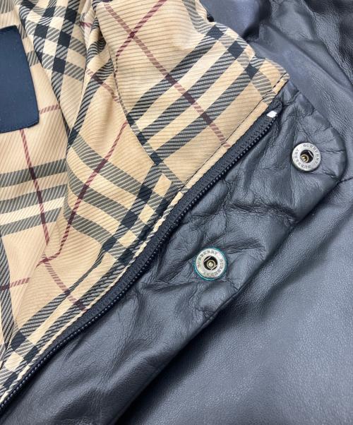 BURBERRY LONDON（バーバリーロンドン）BURBERRY LONDON (バーバリーロンドン) フェイクレザーダウンジャケット ブラック サイズ:Lの古着・服飾アイテム