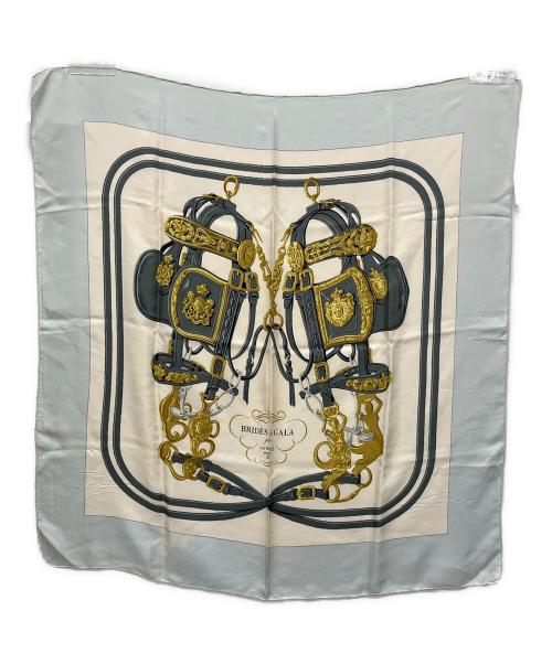 HERMES（エルメス）HERMES (エルメス) スカーフ ブリッド・ドゥ・ガラ ブルー×アイボリーの古着・服飾アイテム