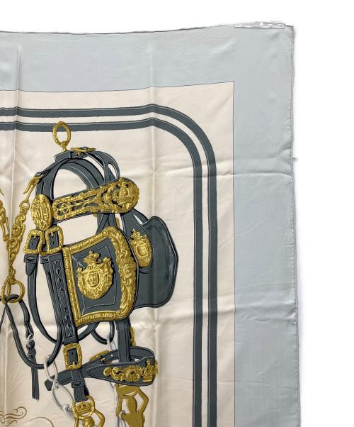 HERMES（エルメス）HERMES (エルメス) スカーフ ブリッド・ドゥ・ガラ ブルー×アイボリーの古着・服飾アイテム