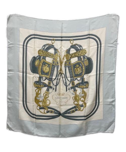 HERMES（エルメス）HERMES (エルメス) スカーフ ブリッド・ドゥ・ガラ ブルー×アイボリーの古着・服飾アイテム