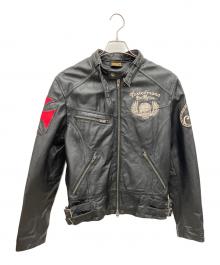 LowBlowKnuckle（ロウブロウナックル）の古着「シングルライダースジャケット」｜ブラック