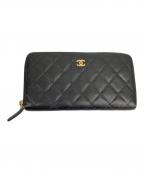 CHANELシャネル）の古着「ラウンドファスナー長財布」｜ブラック