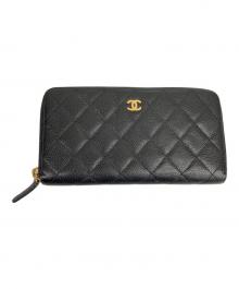 CHANEL（シャネル）の古着「ラウンドファスナー長財布」｜ブラック