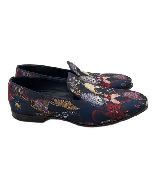 Salvatore Ferragamo（サルヴァトーレ フェラガモ）Salvatore Ferragamo (サルヴァトーレ フェラガモ) パンプス柄ローファー ネイビー サイズ:8 1/2の古着・服飾アイテム