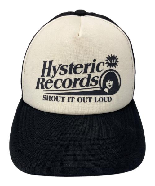 Hysteric Glamour（ヒステリックグラマー）Hysteric Glamour (ヒステリックグラマー) Hysteric Recordsメッシュキャップ ブラック×アイボリーの古着・服飾アイテム