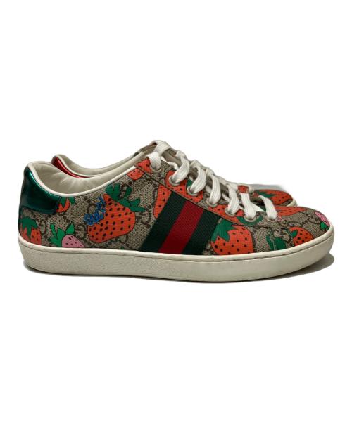GUCCI（グッチ）GUCCI (グッチ) ACE GGスプリーム ストロベリー スニーカー マルチカラー サイズ:36の古着・服飾アイテム