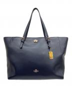 COACHコーチ）の古着「レザートートバッグ」｜ネイビー