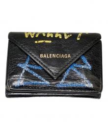 BALENCIAGA（バレンシアガ）の古着「グラフィティ ペーパーミニウォレット」｜ブラック