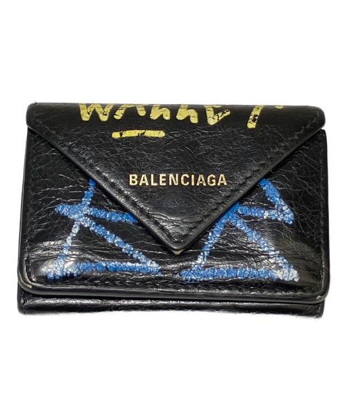 BALENCIAGA（バレンシアガ）BALENCIAGA (バレンシアガ) グラフィティ ペーパーミニウォレット ブラックの古着・服飾アイテム