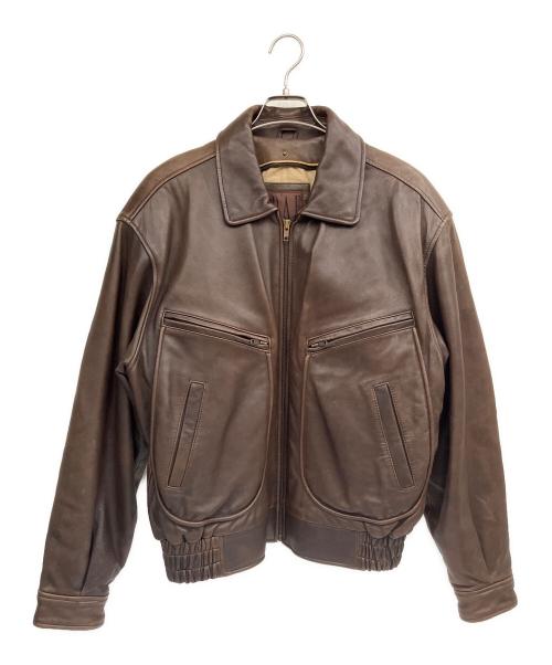 DAF（ダフ）DAF (ダフ) レザージャケット ブラウン サイズ:Lの古着・服飾アイテム