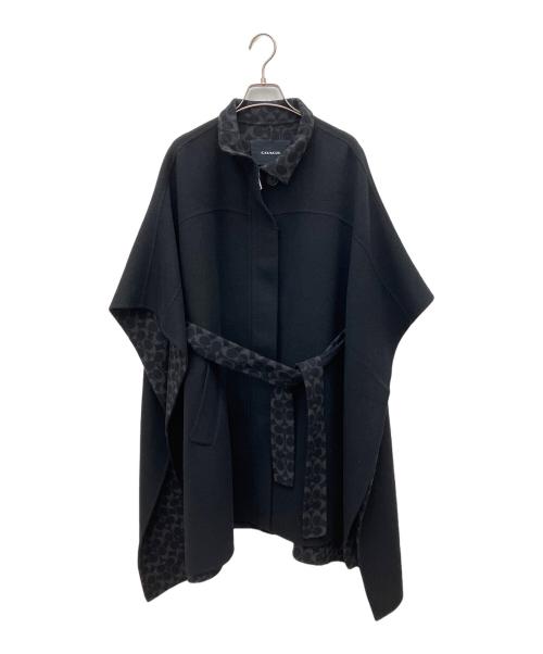 COACH（コーチ）COACH (コーチ) ダブルフェイス ウールケープ ブラック サイズ:XSの古着・服飾アイテム