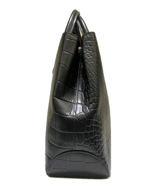LONGCHAMP（ロンシャン）LONGCHAMP (ロンシャン) クロコ型押しトートバッグ ブラックの古着・服飾アイテム