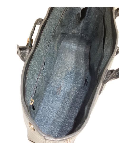 LONGCHAMP（ロンシャン）LONGCHAMP (ロンシャン) クロコ型押しトートバッグ ブラックの古着・服飾アイテム