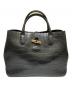 LONGCHAMP（ロンシャン）の古着「クロコ型押しトートバッグ」｜ブラック