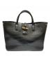 中古・古着 LONGCHAMP (ロンシャン) クロコ型押しトートバッグ ブラック：15000円