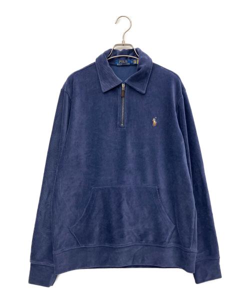 POLO RALPH LAUREN（ポロ・ラルフローレン）POLO RALPH LAUREN (ポロ・ラルフローレン) コーデュロイハーフジップスウェット ネイビー サイズ:Mの古着・服飾アイテム
