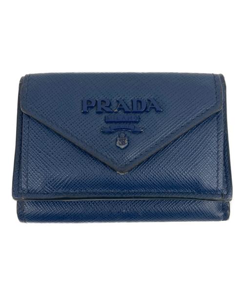 PRADA（プラダ）PRADA (プラダ) 3つ折り財布 ブルーの古着・服飾アイテム