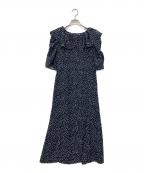 La boutique BonBonラブティックボンボン）の古着「スクエアドットビッグカラーワンピース」｜ブラック×ホワイト
