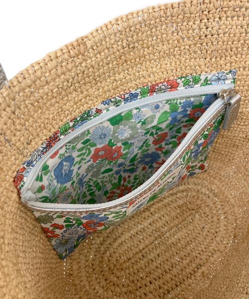 SALON DE ALFURD（サロン・ド・アルファード）SALON DE ALFURD (サロン・ド・アルファード) マダガスカルラフィア かごトートバッグ ナチュラル×シルバーの古着・服飾アイテム