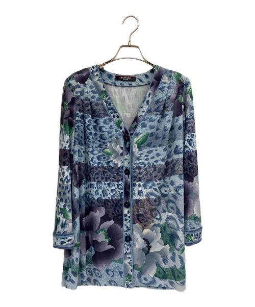 LEONARD FASHION（レオナールファッション）LEONARD FASHION (レオナールファッション) Vネックカーディガン スカイブルー×パープル サイズ:40の古着・服飾アイテム