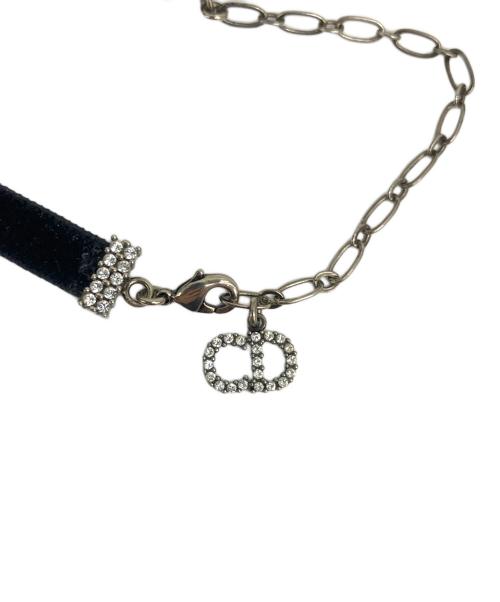Christian Dior（クリスチャン ディオール）Christian Dior (クリスチャン ディオール) J`ADIOR ラインストーンロゴリボンチョーカー ブラックの古着・服飾アイテム