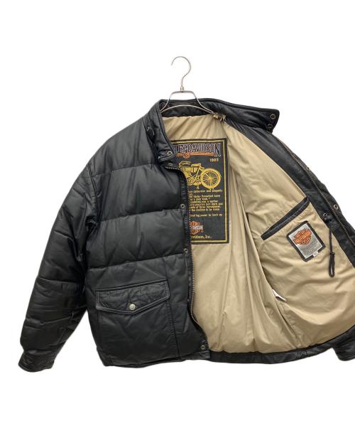 HARLEY-DAVIDSON（ハーレーダビッドソン）HARLEY-DAVIDSON (ハーレーダビッドソン) レザーダウンジャケット ブラック サイズ:XLの古着・服飾アイテム