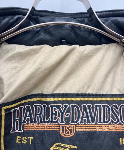 HARLEY-DAVIDSON（ハーレーダビッドソン）HARLEY-DAVIDSON (ハーレーダビッドソン) レザーダウンジャケット ブラック サイズ:XLの古着・服飾アイテム
