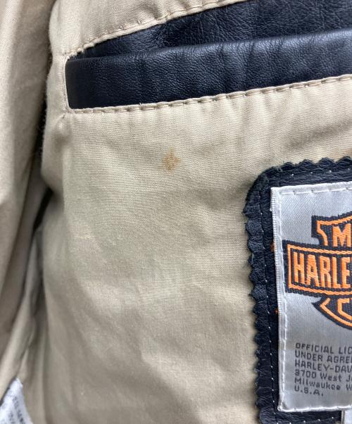 HARLEY-DAVIDSON（ハーレーダビッドソン）HARLEY-DAVIDSON (ハーレーダビッドソン) レザーダウンジャケット ブラック サイズ:XLの古着・服飾アイテム