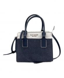 Kate Spade（ケイトスペード）の古着「デニムスモールサッチェル2WAYバッグ」｜ネイビー×ホワイト