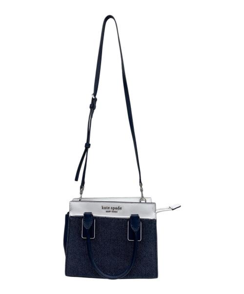 Kate Spade（ケイトスペード）Kate Spade (ケイトスペード) デニムスモールサッチェル2WAYバッグ ネイビー×ホワイトの古着・服飾アイテム