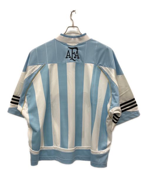adidas（アディダス）adidas (アディダス) ゲームシャツ スカイブルー×ホワイト サイズ:2XLの古着・服飾アイテム