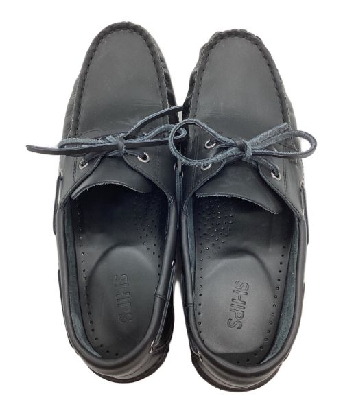SHIPS（シップス）SHIPS (シップス) オイルレザーデッキシューズ ブラック サイズ:26の古着・服飾アイテム