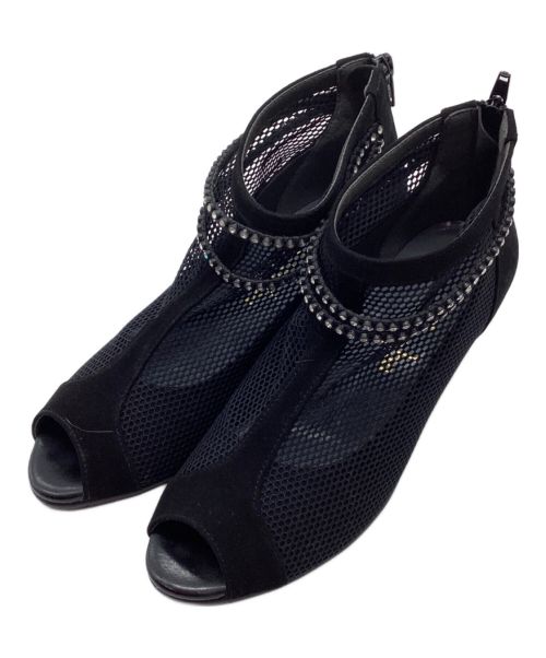 T.inaba（ティーイナバ）T.inaba (ティーイナバ) オープントゥメッシュプーティ ブラック サイズ:22の古着・服飾アイテム