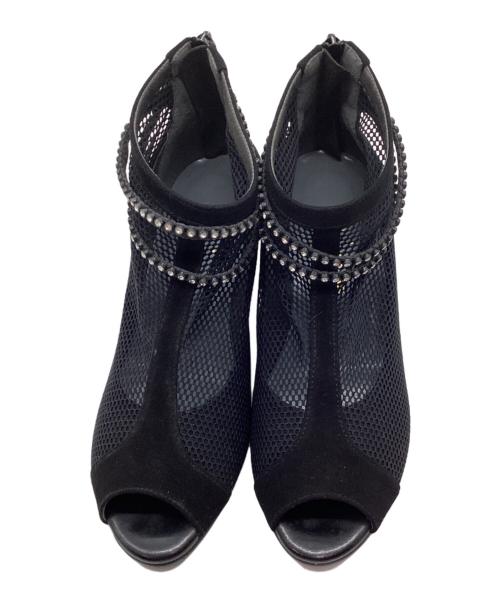 T.inaba（ティーイナバ）T.inaba (ティーイナバ) オープントゥメッシュプーティ ブラック サイズ:22の古着・服飾アイテム