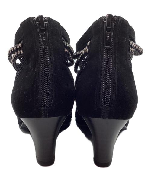 T.inaba（ティーイナバ）T.inaba (ティーイナバ) オープントゥメッシュプーティ ブラック サイズ:22の古着・服飾アイテム