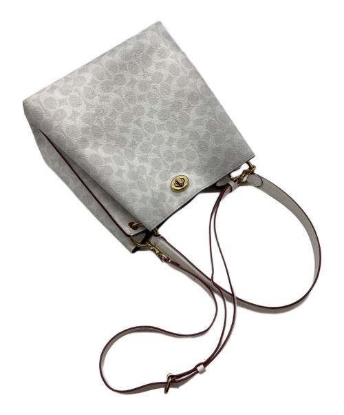 COACH（コーチ）COACH (コーチ) 2WAYバッグ ホワイト×ボルドーの古着・服飾アイテム