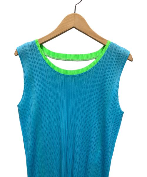 PLEATS PLEASE（プリーツプリーズ）PLEATS PLEASE (プリーツプリーズ) ノースリーブカットソー ブルー サイズ:表記なしの古着・服飾アイテム