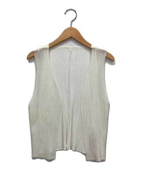 PLEATS PLEASE（プリーツプリーズ）PLEATS PLEASE (プリーツプリーズ) ノースリーブカーディガン ホワイト サイズ:3の古着・服飾アイテム