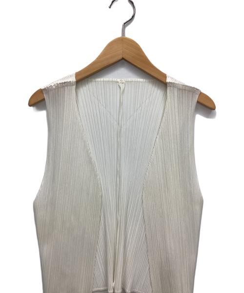 PLEATS PLEASE（プリーツプリーズ）PLEATS PLEASE (プリーツプリーズ) ノースリーブカーディガン ホワイト サイズ:3の古着・服飾アイテム