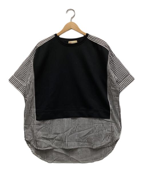 nano・universe（ナノ・ユニバース）nano・universe (ナノ・ユニバース) コンビワイドトップス ブラック サイズ:Fの古着・服飾アイテム