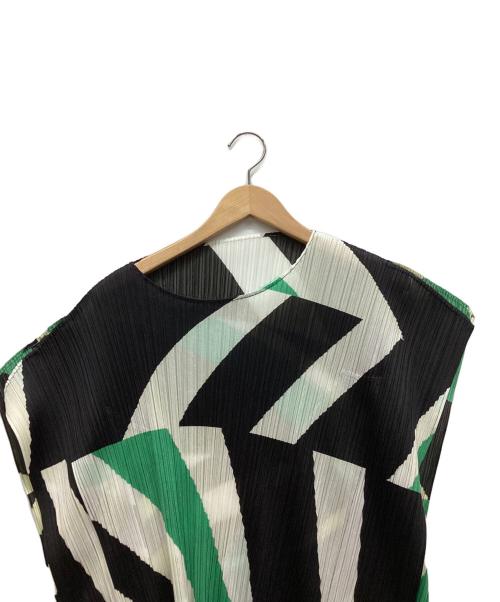 PLEATS PLEASE（プリーツプリーズ）PLEATS PLEASE (プリーツプリーズ) ブラウス ブラック×グリーン サイズ:3の古着・服飾アイテム