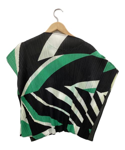 PLEATS PLEASE（プリーツプリーズ）PLEATS PLEASE (プリーツプリーズ) ブラウス ブラック×グリーン サイズ:3の古着・服飾アイテム