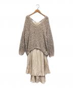 Snidelスナイデル）の古着「ペーパーヤーンプルオーバー×ギャザーキャミソールワンピース」｜ピンク