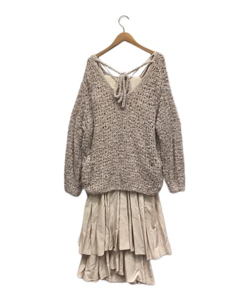 Snidel（スナイデル）Snidel (スナイデル) ペーパーヤーンプルオーバー×ギャザーキャミソールワンピース ピンク サイズ:00 未使用品の古着・服飾アイテム