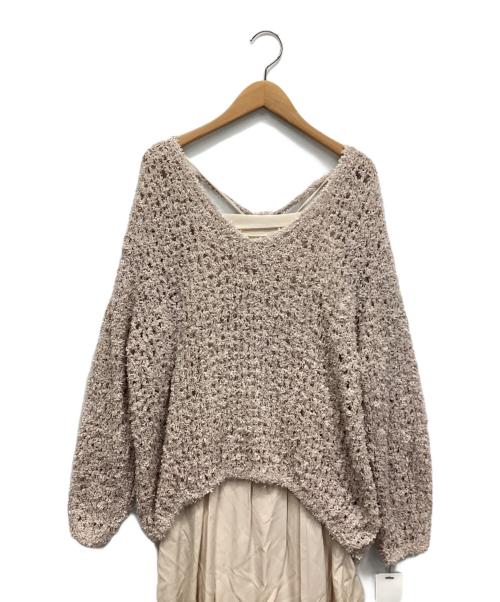 Snidel（スナイデル）Snidel (スナイデル) ペーパーヤーンプルオーバー×ギャザーキャミソールワンピース ピンク サイズ:00 未使用品の古着・服飾アイテム