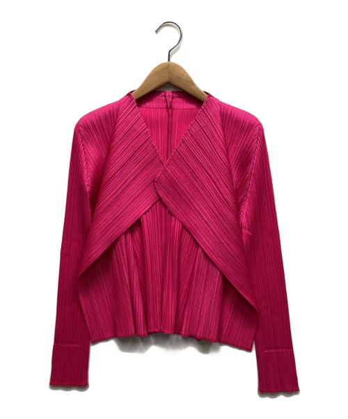 PLEATS PLEASE（プリーツプリーズ）PLEATS PLEASE (プリーツプリーズ) カーディガン ショッキングピンク サイズ:3の古着・服飾アイテム