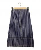 PLEATS PLEASEプリーツプリーズ）の古着「プリーツスカート」｜ネイビー×ホワイト