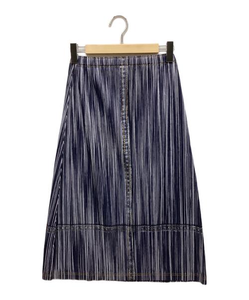 PLEATS PLEASE（プリーツプリーズ）PLEATS PLEASE (プリーツプリーズ) プリーツスカート ネイビー×ホワイト サイズ:3の古着・服飾アイテム
